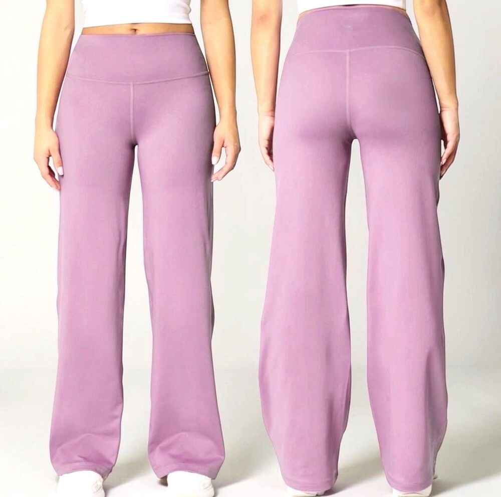 Gilly Hicks Recharge Wide Leg Yoga Pants Women M Lavender High Rise Stretch
